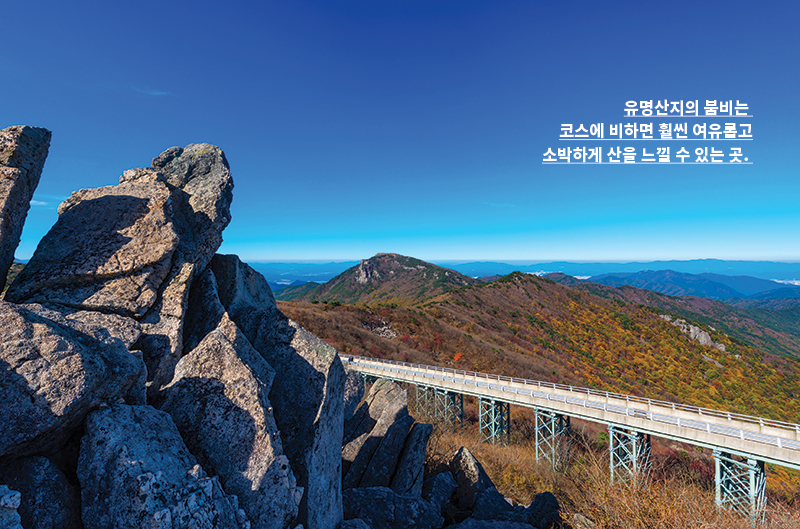 유명산지의 붐비는 코스에 비하면 훨씬 여유롭고 소박하게 산을 느낄 수 있는 곳.